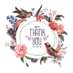 水彩花鸟感恩卡素材