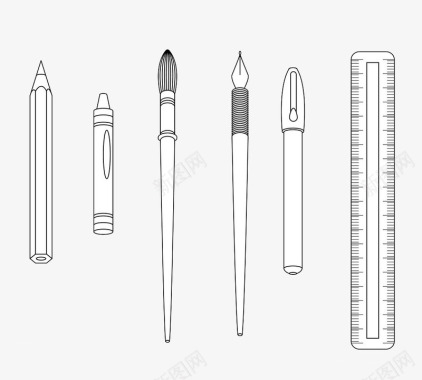 毛笔笔触手绘绘画工具图标图标