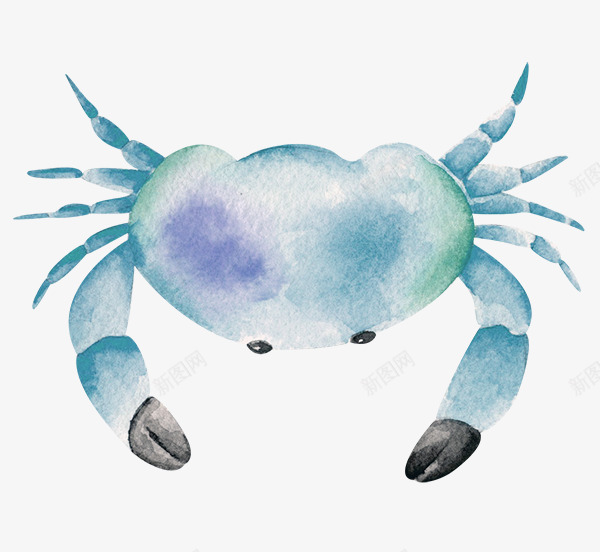 手绘卡通蓝色螃蟹png免抠素材_88icon https://88icon.com 动漫 动物 动画 手绘卡通 海洋生物 螃蟹