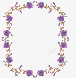 紫色清新花藤边框纹理素材
