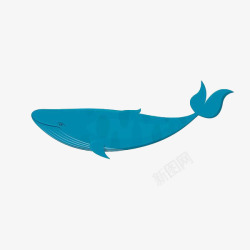 手绘蓝色简约鲸鱼素材