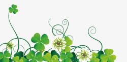 绿色清新简约花藤装饰图案素材