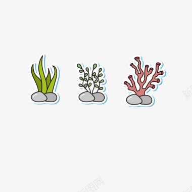 海藻卡通珊瑚藻矢量图图标图标
