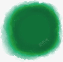 深绿色水彩晕染笔刷素材
