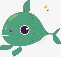 世界海洋日呆萌绿色小鱼素材