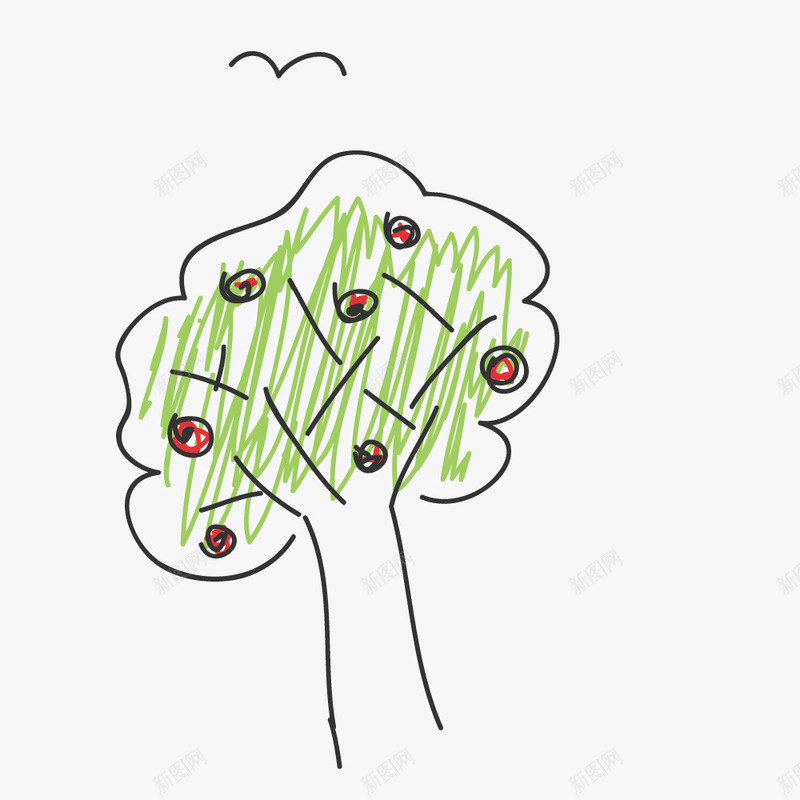 简笔绿植小树绘画图png免抠素材_88icon https://88icon.com 叶子 小树 手绘图 树木 涂鸦 简笔 线条 绘画
