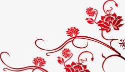 红色鲜花花藤手绘素材