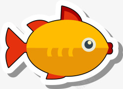 世界海洋日橙色小鱼贴纸素材