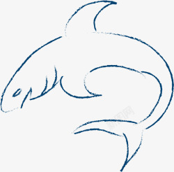 蓝色线条手绘鲨鱼素材