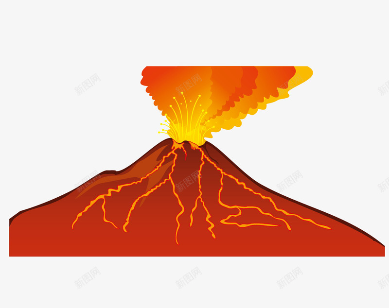手绘火山喷发png免抠素材_88icon https://88icon.com 手绘 火山 火山喷发 火焰 矢量火山