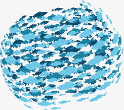 蓝色水族馆海洋小鱼群矢量图素材