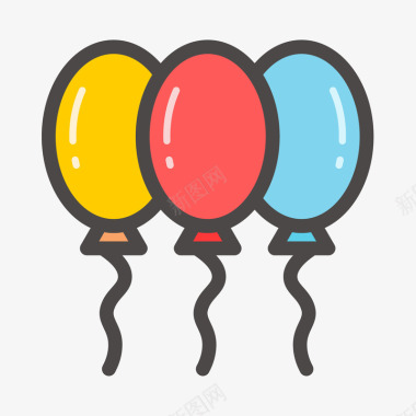 庆祝彩色手绘线稿气球元素矢量图图标图标