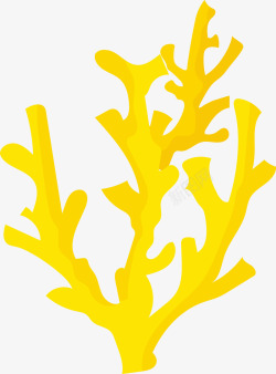 手绘海洋动植物黄色珊瑚树素矢量图素材