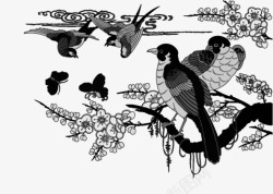 中式风格花鸟图素材