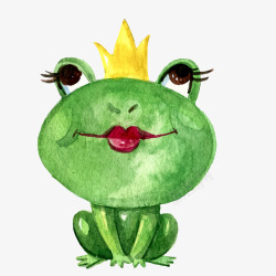 水彩卡通可爱的青蛙王子矢量图素材