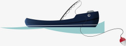 蓝色扁平大海渔船素材
