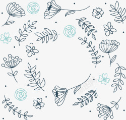 深蓝色花藤深蓝色手绘植物高清图片