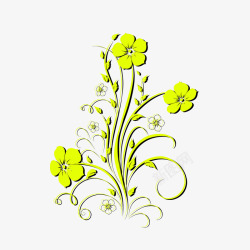 黄绿色复古花朵素材