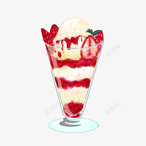 草莓冰淇淋手绘画片png免抠素材_88icon https://88icon.com 冰淇淋 冷饮 手绘美食 红色 色彩画