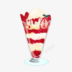 草莓冰淇淋手绘画片素材