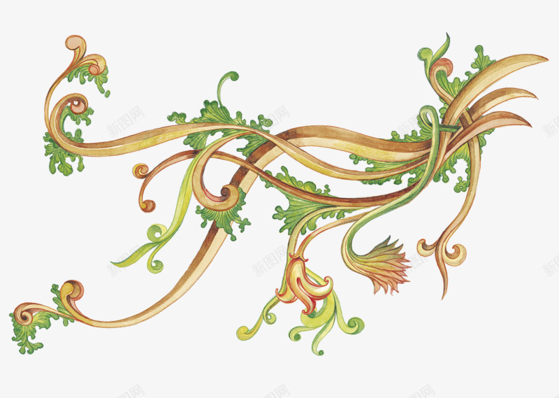 手绘植物藤条png免抠素材_88icon https://88icon.com 树枝 植物 花朵 藤蔓