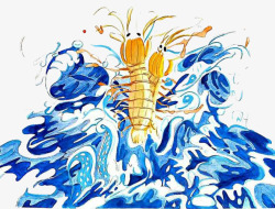 动漫海洋龙虾插画素材