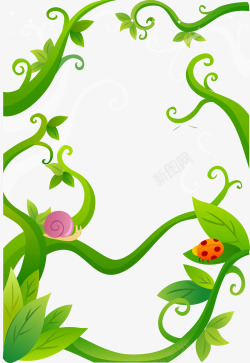 绿色藤蔓蜗牛边框矢量图素材