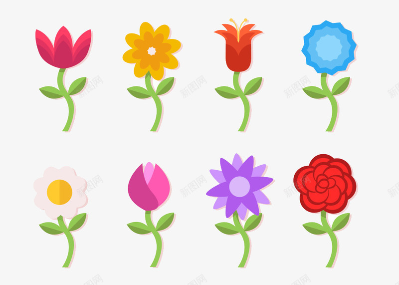 五颜六色的可爱花朵png免抠素材_88icon https://88icon.com 可爱 色彩 花朵素材