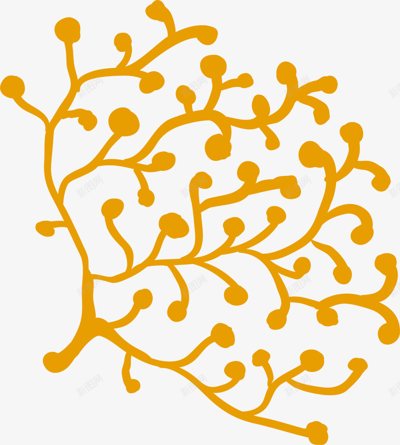 黄色简约植物png免抠素材_88icon https://88icon.com 清新藤蔓 简约枝条 线条植物 花藤 装饰图案 黄色植物