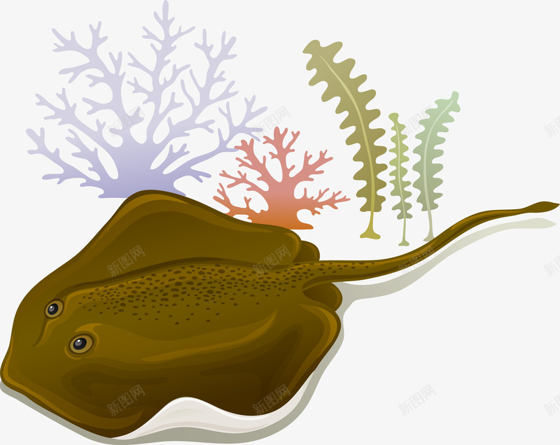 卡通鳐鱼矢量图ai免抠素材_88icon https://88icon.com 卡通 棕色 海洋生物 鳐鱼 矢量图