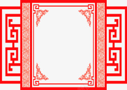 中秋节手绘红色边框素材