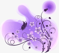 紫色花卉藤蔓矢量图素材