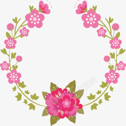玫粉色花朵标题框素材