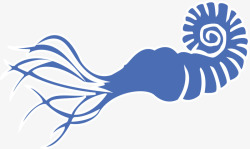 蓝色扁平大海鹦鹉螺素材
