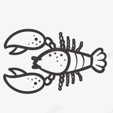 绘画卡通黑色的小龙虾绘画图标图标