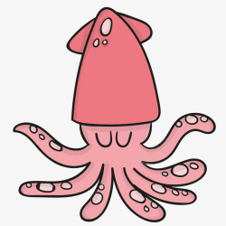 粉色章鱼八爪鱼手绘海洋生物素材