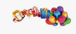 五颜六色的节日装饰气球和礼物盒素材