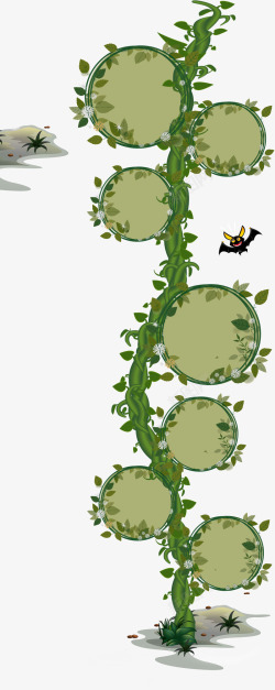 蝙蝠边框绿色藤蔓高清图片