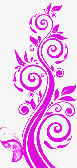 粉色藤蔓手绘欧式花纹素材