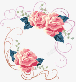 背景插画素材库粉色玫瑰花卉插画高清图片