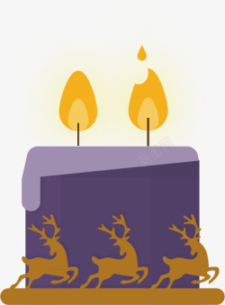 紫色蜡烛烛光火焰手绘素材