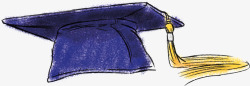 毕业季手绘蓝色博士帽子素材