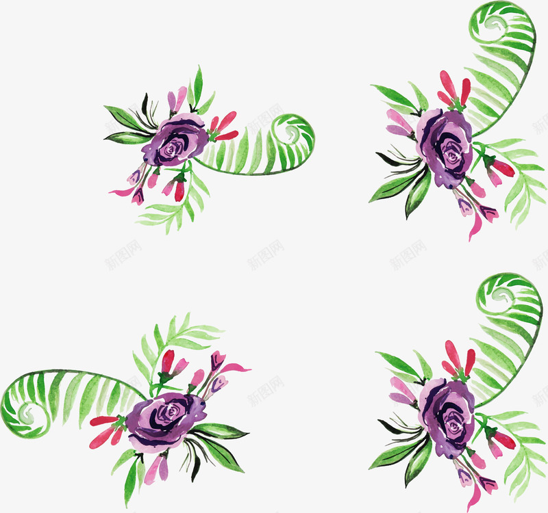 水彩紫色玫瑰花藤矢量图ai免抠素材_88icon https://88icon.com 水彩植物 水彩花丛 水彩花藤 玫瑰花藤 矢量png 紫玫瑰 矢量图