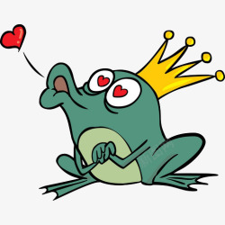 可爱的卡通青蛙王子飞吻插画素材