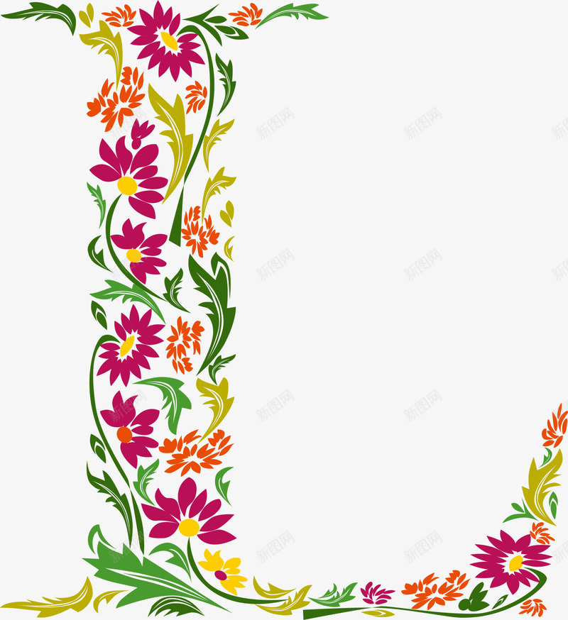 多彩花藤字母png免抠素材_88icon https://88icon.com L 创意树藤 多彩花藤 清新英文 简约字母 艺术字