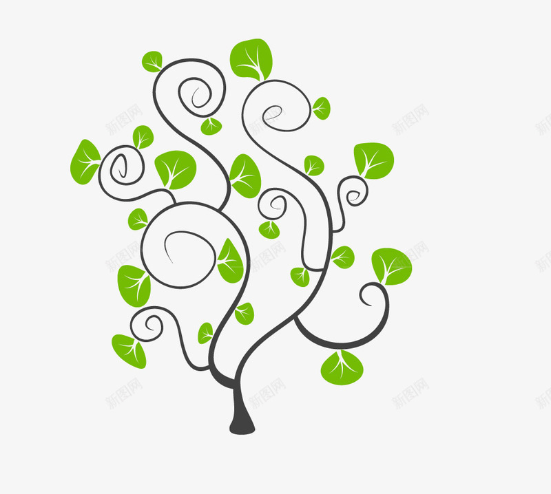 藤蔓树png免抠素材_88icon https://88icon.com 卡通 卡通树木 小树 手绘画 抽象树木 树叶 精美
