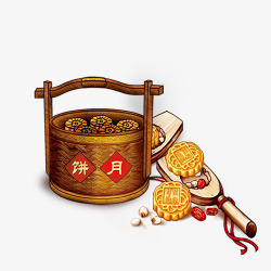 创意复古中秋节月饼素材