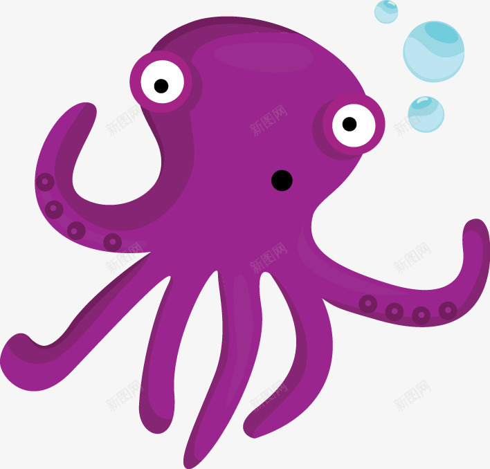 可爱海洋动物元素png免抠素材_88icon https://88icon.com 卡通 可爱 海底世界 海洋动物 章鱼