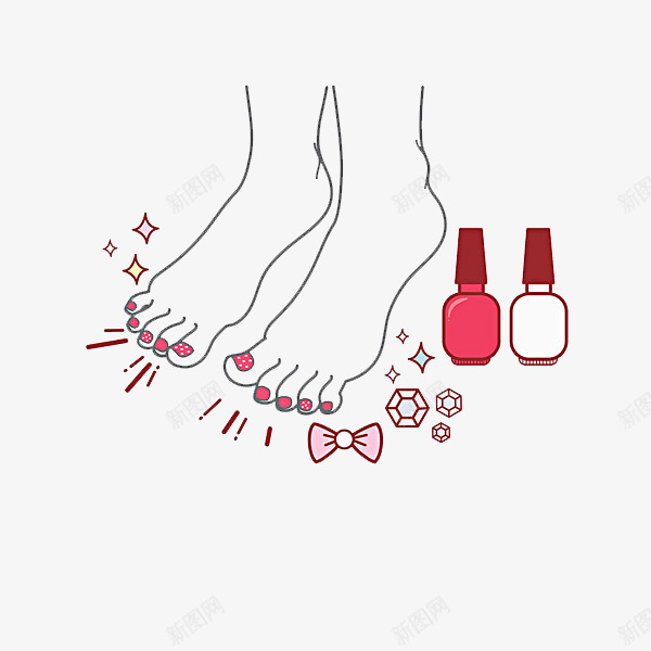 手绘脚和指甲油png免抠素材_88icon https://88icon.com 手绘画 手绘脚 指甲油 矢量装饰 脚 装饰