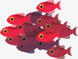 大海之中的红色鱼群矢量图素材